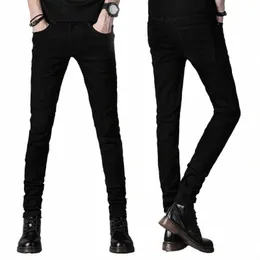 Skinny jeans erkek siyah sokak kıyafeti klasik hip hop streç kot ince fit fi bisikletçi stili sıkı dropship kot erkek pantolon v3va#