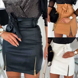 Skirts PU Leather Zipper High Fanny Pack Sexy Hip Skirt European and American 2023