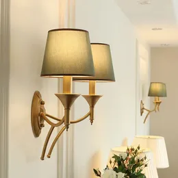 Wall Lamps American Lamp Bedroom Bedside Living Room Simple Country Wrought Iron Staircase Corridor