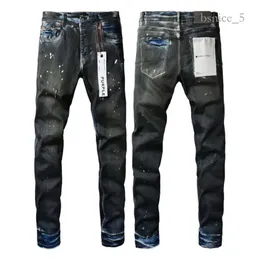 Męskie dżinsy Man Purple Jean Pants Designer Czarne chude naklejki lekkie zrydane motocykl rockowy przebudzenie Joggers True Religie Mężczyźni 8139