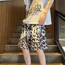 Leopard Patterned Ice Silk Shorts, American Style Instagram, Summer Thin, Ruffled Handsome Couple Men's Beach Pants, Loose and Trendy Brand Five Piece Pants