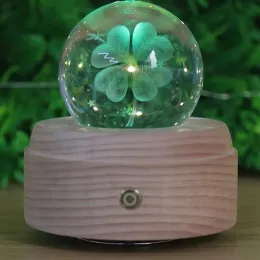 Pudełka Nowa lampa stołowa urodzinowa dotknij kolorowa kryształowa piłka 3D nocne światło obrotowe pudełko muzyczne kreatywne światło muzyczne światło