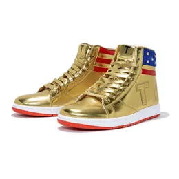 2024 Trump Altın Erkek Moda Günlük Ayakkabı Partisi Favor Trump Kampanya Hayranları Spor Ayakkabıları