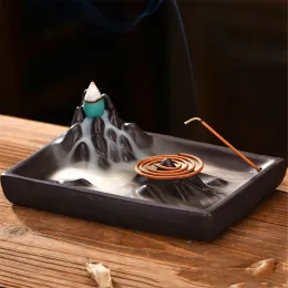 Burners Free 20 Incenses Mountain Backflow Incense Burner Waterfall Smoke Creative Ornaments Ceramic Home Office Teahouse Decoration