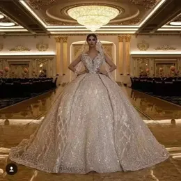 كرات الشمبانيا ثوب الزفاف فستان ضد الرقبة الدانتيل المزعجة كريستال الديكور Vestido de Novia بالإضافة إلى العباءات الزفاف الحجم Estido S estido s estido s