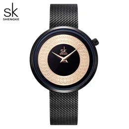 Shengke Dress Female Watch Women Metal Mesh Fashion Clock Vintage Design Ladies Watch Luxury Brand Classical Bayan Kol Saati3032