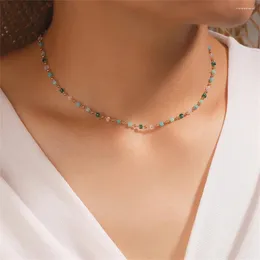 Ketten Bohemian Green Bead Chain Choker Halskette für Frauen Charm Sugar Ball Handmade Party Schmuck Drop