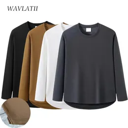 Wavlatii mulheres coreanas estilo casual tops feminina branca de manga longa de tamanho longo para a primavera outumn lady tees sólidos wlt2309 240319