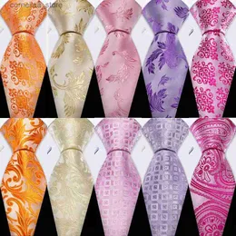 Krawaty na szyję pomarańczowe złote prezenty Mężczyźni krawat z kieszonkowymi kwadratowymi spinki do mankietów wysokiej jakości jedwabnych krawatów projektant przyjęcia Barry.Wang Y240325