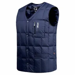 Piumino d'anatra bianco Gilet da uomo 2023 Inverno caldo maniche con scollo a V Butt Giù gilet leggero Fi Casual Gilet maschile h6g0 #