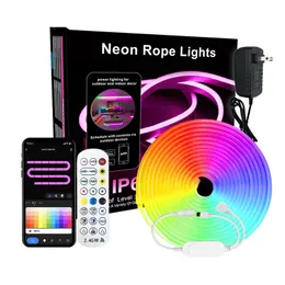 Tuya Smart Life Neon Strip Light DC12V RGB Flexible Led Neon Tape Light 홈 파티 장식 DIY Alexa Google Home과 함께 작업
