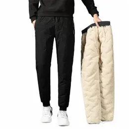 Inverno dos homens Lambswool Calças Casuais Calças Térmicas de Lã Grossa Manter Quente À Prova de Água Sweatpants Calças Fi de Alta Qualidade s7JG #