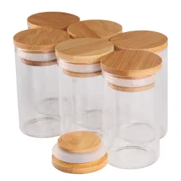 Bottiglie 6pcs/lotto 50ml 60ml 80ml 90ml 100ml 120ml da 150 ml bottiglie di caramelle in vetro con bambola di bambù Bottiglie vuote per artigianato