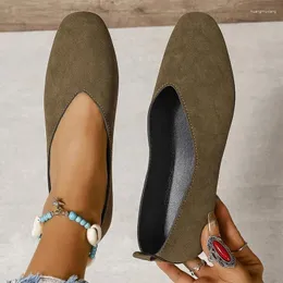 Sıradan Ayakkabı Flats Kadınlar Süet Bahar Ofisi Sığ 2024 Tasarımcı Yürüyüş Yaz Yumuşak Sole Comfort Zapatillas Femme