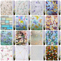 أفلام 2/4M Flower Window Window Film Vinyl Glass Glass Film Privative Private Plass 3D ملصقات ثلاثية الأبعاد