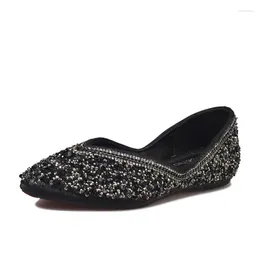 Sapatos casuais prata glitter ballet flats mulheres dedo do pé apontado correntes de metal mules v aberto lantejoulas alpercatas zapatos de mujer y558