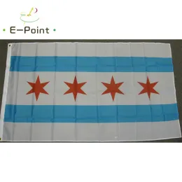 Zubehör, Flagge der Stadt Chicago, Illinois, 2 Fuß x 3 Fuß (60 x 90 cm), 3 Fuß x 5 Fuß (90 x 150 cm), Größe, Weihnachtsdekoration für Zuhause, Flaggenbanner