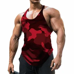 summer Camoue Tank Top Men Bodybuilding Gym t-Shirts Fitn Basketball Vests Singlets Sleevel Shirt Tops Men Clothing l0c0#