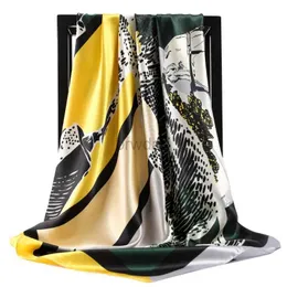 Sarongs Popular 90X90CM Carriage Handle Summer Square Silk Scarf Womens Printed Dust Kerchief New Sun Protection Beach Shawl 24325