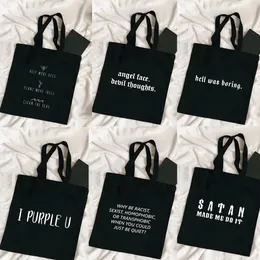 Harajuku tumblr gráfico senhoras saco de compras bolsas pano lona tote sacos feminino eco reutilizável ombro shopper sacos 240322