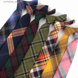 Boyun bağları boyun bağları yeni ekose pamuk bağları Sıska nedensel boyun kravat erkekler için takım elbise erkekler için ince kravat 7cm genişlikli damat kravat y240325