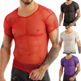 Camiseta de Transparente Para Hombre, Camiseta de Rejilla, Top Corto Muscular, Ropa de Discoteca, Ropa Interior Rendimiento, A La Moda S8af#