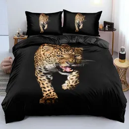 Ny 2021 Leopard sängkläder set 3d tryck djur täcke täcker svart vit hem textils drottning kung storlek för vuxna barn