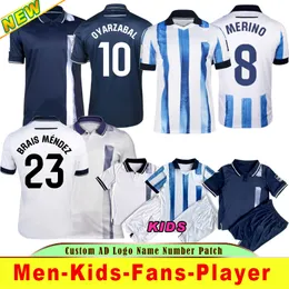 23 24 Jerseys de futebol da Real Sociedad amisetas de Futbol Take Kubo Oyarzabal Sadiq Andre Silva 2024 Home Away Terceira Sociedade Real Men e Criança de Futebol Infantil