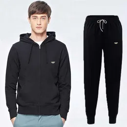 Tute da uomo uomo felpa con cappuccio marca due pezzi set uomo giacca con zip pantaloni della tuta jogging tuta tuta da uomo abbigliamento sportivo felpa con cappuccio pantaloni maschio top