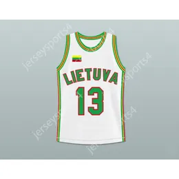 مخصصة أي اسم أي فريق جديد Sarunas Marciulionis 13 Lithuania كرة السلة Jersey كله Sitched Size S M L XL XXL 3XL 4XL 5XL 6XL جودة أعلى