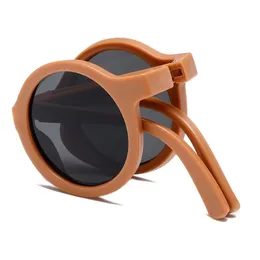 Summer Kids Folding Sunglasses UV Protection Retro Round Eyeglasses for Girls Boys Beach Travel Child Eyewear Storage Box
