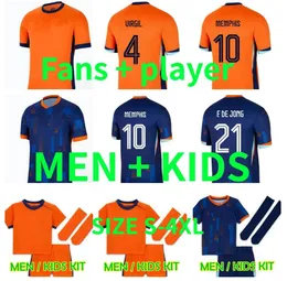 3xl 4xl 2024 Holandia Memphis Europejska Puchar 24 25 Holland Jersey de Jong Virgil Dumfries Bergvijn Ake de Ligt Men Kit Football Shirt Wersja