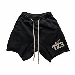 Frog Drift Streetwear High Street Rrr123 Logo Hip Hop Short terry pants pants for men h8ap#