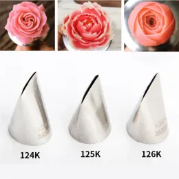 3pcs Rose Petal Nozzles Stainless Steel Pastry Nozzle Fondant Cake Decorating Nozzle Confectionery Icing Piping Tips Baking Tool