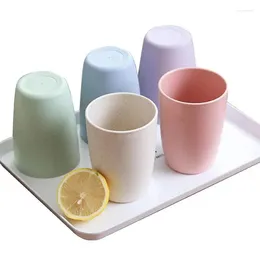 Mugs Wheat Straw Cups 5PCS Different Colors Unbreakable Mug Eco-friendly Reusable Drinking Cup For Adult