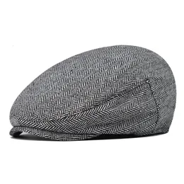New spring and autumn mens duck tongue hat Korean fashion simple striped Beret mens casual hat painters hat 231101