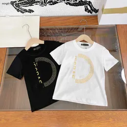 Brand Baby T-shirt Gold Half Circle Logo Print Dziecka Rozmiar 100-160 cm Designer Designer Girl