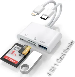 iPhone/iPadのSDカードリーダー、Lightning+USB Cコネクタから/TFアダプターメモリカードリーダーは、マイクロSDXC、USBディスク、iPhone/iPad/Samsungに適しています。