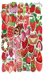 Pack of 50Pcs Whole Cute Strawberry Stickers Waterproof NoDuplicate Sticker For Luggage Skateboard Notebook Helmet Water Bott6114173