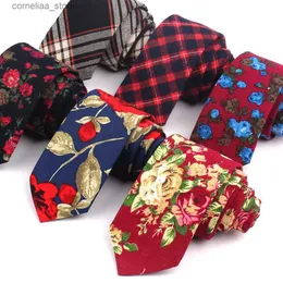 Gravatas de pescoço gravatas masculinas gravatas de algodão para homens mulheres formal floral impressão gravata para festa de casamento magro noivo gravata corbatas hombre cravat y240325