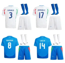 Euro 20 24 Italien Soccer Jerseys Italia Verratti Chiesa Maglie Barella Bonucci Men Kids Kit Boy Child Shorts Set Pre Match Training Jersey Uniforms Football Top Shirt