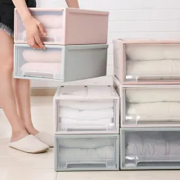 BINS empilhável gaveta de armazenamento de colcha transparente Organizador de guarda -roupa Caixa de armazenamento doméstico Caixas de mesa de mesa de mesa de plástico em casa caixas