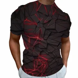 Geometrische Linie T-shirt Männer 3D Druck Casual Kurzarm T-stücke Sommer Oansatz Lose Pullover Coole Tops Fi Straße Sweatshirt E58r #