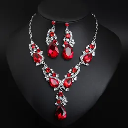 Hot Selling Bride Classic Rhinestone Crystal Choker Necklace Earrings Wedding Jewelry Sets Wedding Accessories Bridal Jewelry