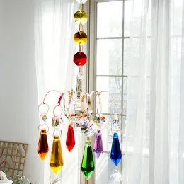 Suncatchers Chakra Crystal Prism Hängande utomhushänge Sun Catcher Chandelier Decoration Rainbow Maker Crafts Home Garden Party Ornament