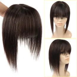 Toppers bhf kvinnor topper peruk toupee clip i naturligt hår lugg spetsar mänskligt hår fransklipp i overhead bangs hårstycke