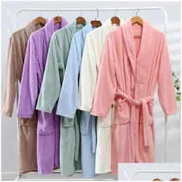 Mens Sleepwear Women Kimono Bathrobe Gown Nightdress Winter Warm Thick Coral Fleece Nightgown Soft Flanell Robe Home Clothes Summigee Otiny