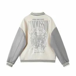 giacca da baseball patchwork ricamata di marca di tendenza universitaria bianca off white per uomo e donna, nuova giacca bomber autunno 2023 s2w2 #