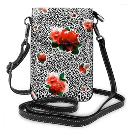 Axelväskor mjuka pu handväska liten crossbody för kvinnor lyx rose design av hög kvalitet läder koppling telefon plånböcker släpper