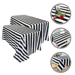 Table Cloth Black And White Runner Striped Tablecloth Wedding Decorations Reusable Plastic Covers